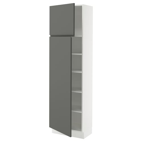 SEKTION Gabinete alto 2 puertas c/estantes, blanco/Voxtorp gris oscuro, 61x37x203 cm