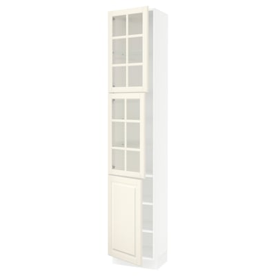 SEKTION Gabinete alto 3 puertas c/estantes, blanco/Bodbyn hueso, 46x37x229 cm