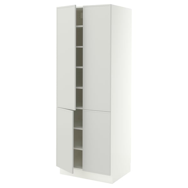 SEKTION Gabinete alto 4 puertas c/estantes, blanco/Aspudden gris claro, 76x61x203 cm