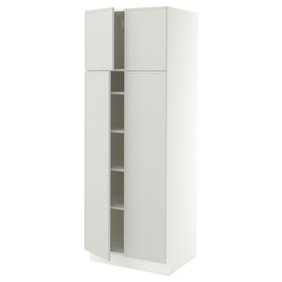 SEKTION Gabinete alto 4 puertas c/estantes, blanco/Aspudden gris claro, 76x61x203 cm
