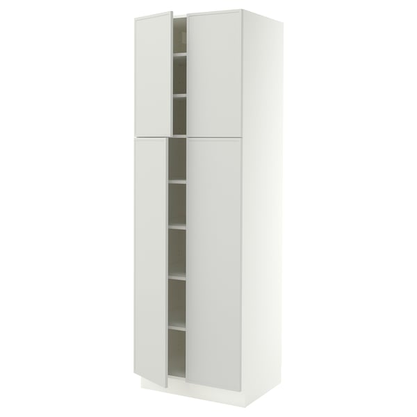 SEKTION Gabinete alto 4 puertas c/estantes, blanco/Aspudden gris claro, 76x61x229 cm