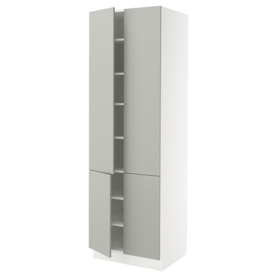 SEKTION Gabinete alto 4 puertas c/estantes, blanco/Havstorp gris claro, 76x61x229 cm