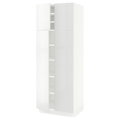 SEKTION Gabinete alto 4 puertas c/estantes, blanco/Ringhult blanco, 76x61x203 cm