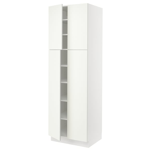 SEKTION Gabinete alto 4 puertas c/estantes, blanco/Vallstena blanco, 76x61x229 cm