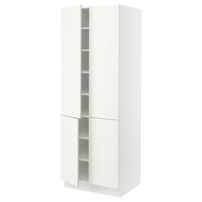 SEKTION Gabinete alto 4 puertas c/estantes, blanco/Vallstena blanco, 76x61x203 cm