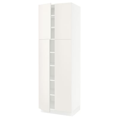 SEKTION Gabinete alto 4 puertas c/estantes, blanco/Veddinge blanco, 76x61x229 cm