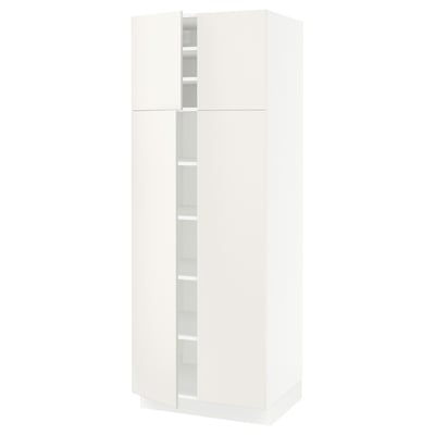 SEKTION Gabinete alto 4 puertas c/estantes, blanco/Veddinge blanco, 76x61x203 cm