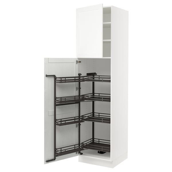 SEKTION Gabinete alto c/despensa extraíble, blanco Enköping/blanco efecto madera, 61x61x229 cm