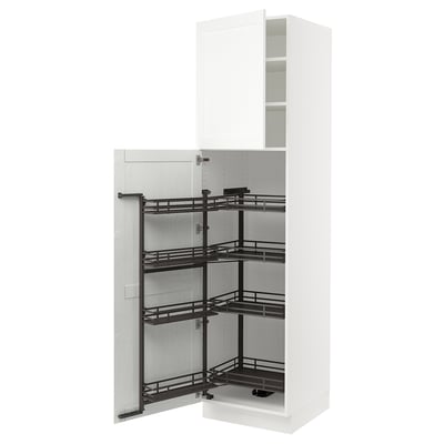SEKTION Gabinete alto c/despensa extraíble, blanco Enköping/blanco efecto madera, 61x61x229 cm