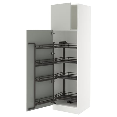 SEKTION Gabinete alto c/despensa extraíble, blanco/Havstorp gris claro, 61x61x203 cm