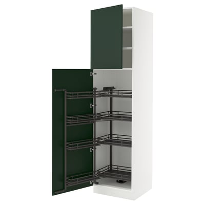 SEKTION Gabinete alto c/despensa extraíble, blanco/Havstorp Verde oscuro, 61x61x229 cm