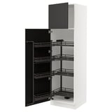 SEKTION Gabinete alto c/despensa extraíble, blanco/Nickebo Carbón mate, 61x61x203 cm