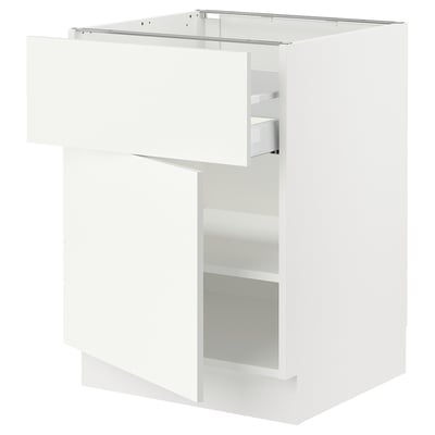SEKTION Gabinete bajo 1 puerta 1 cajón, blanco/Vallstena blanco, 61x61x76 cm