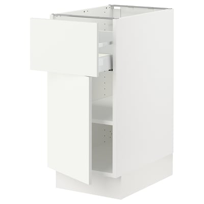 SEKTION Gabinete bajo 1 puerta 1 cajón, blanco/Vallstena blanco, 38x61x76 cm