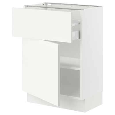SEKTION Gabinete bajo 1 puerta 1 cajón, blanco/Vallstena blanco, 61x37x76 cm