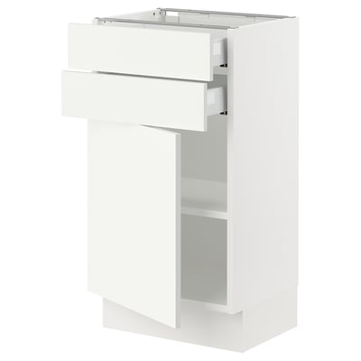 SEKTION Gabinete bajo 1 puerta 2 cajones, blanco/Vallstena blanco, 46x37x76 cm