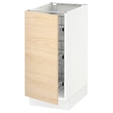 SEKTION Gabinete bajo 1 puerta c/canasta, blanco/Askersund efecto fresno claro, 38x61x76 cm