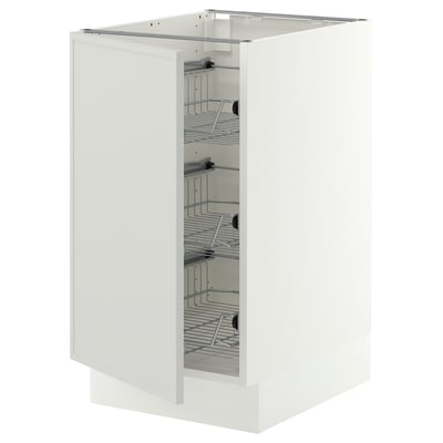 SEKTION Gabinete bajo 1 puerta c/canasta, blanco/Aspudden gris claro, 46x61x76 cm