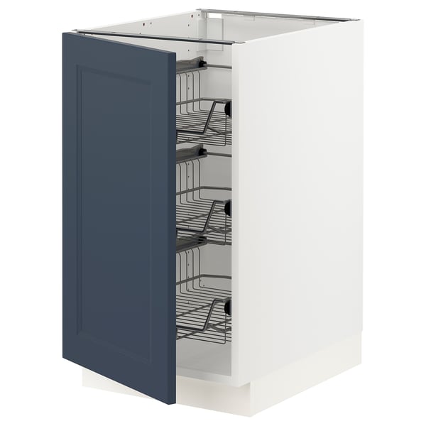 SEKTION Gabinete bajo 1 puerta c/canasta, blanco Axstad/mate azul, 46x61x76 cm