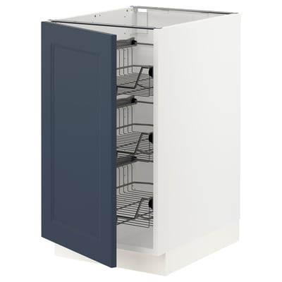 SEKTION Gabinete bajo 1 puerta c/canasta, blanco Axstad/mate azul, 46x61x76 cm