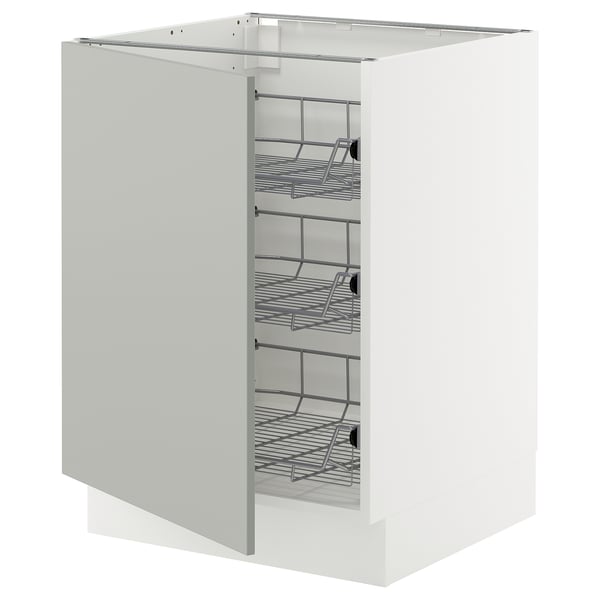 SEKTION Gabinete bajo 1 puerta c/canasta, blanco/Havstorp gris claro, 61x61x76 cm