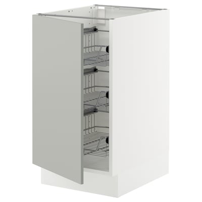 SEKTION Gabinete bajo 1 puerta c/canasta, blanco/Havstorp gris claro, 46x61x76 cm