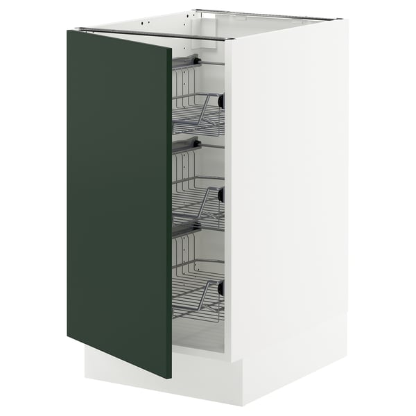 SEKTION Gabinete bajo 1 puerta c/canasta, blanco/Havstorp Verde oscuro, 46x61x76 cm