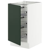 SEKTION Gabinete bajo 1 puerta c/canasta, blanco/Havstorp Verde oscuro, 46x61x76 cm