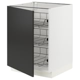 SEKTION Gabinete bajo 1 puerta c/canasta, blanco/Nickebo Carbón mate, 61x61x76 cm