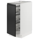 SEKTION Gabinete bajo 1 puerta c/canasta, blanco/Upplöv Carbón mate, 38x61x76 cm
