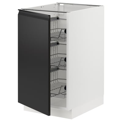 SEKTION Gabinete bajo 1 puerta c/canasta, blanco/Upplöv Carbón mate, 46x61x76 cm