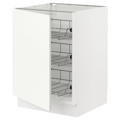 SEKTION Gabinete bajo 1 puerta c/canasta, blanco/Vallstena blanco, 61x61x76 cm