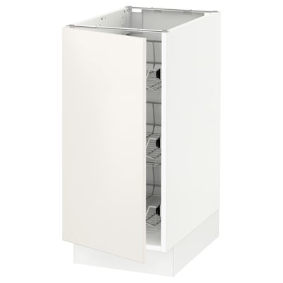 SEKTION Gabinete bajo 1 puerta c/canasta, blanco/Veddinge blanco, 38x61x76 cm