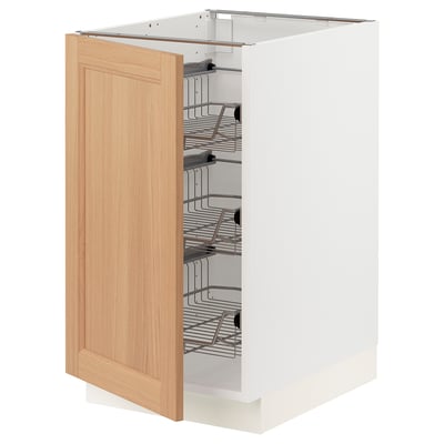 SEKTION Gabinete bajo 1 puerta c/canasta, blanco/Vedhamn roble, 46x61x76 cm
