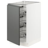 SEKTION Gabinete bajo 1 puerta c/canasta, blanco/Voxtorp gris oscuro, 46x61x76 cm
