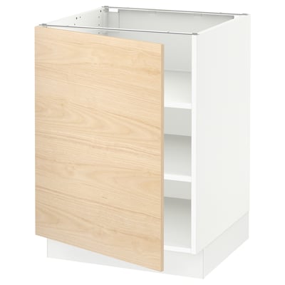 SEKTION Gabinete bajo 1 puerta c/estantes, blanco/Askersund efecto fresno claro, 61x61x76 cm