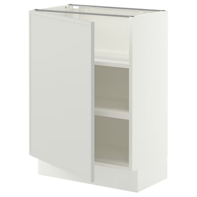 SEKTION Gabinete bajo 1 puerta c/estantes, blanco/Aspudden gris claro, 61x37x76 cm
