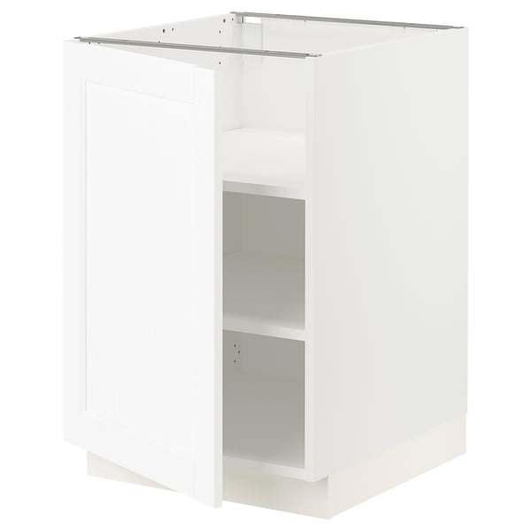SEKTION Gabinete bajo 1 puerta c/estantes, blanco Enköping/blanco efecto madera, 53x61x76 cm