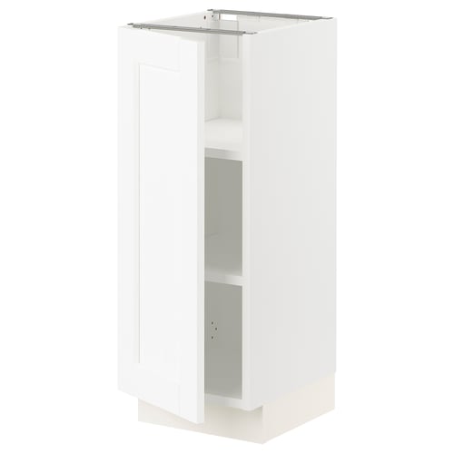 SEKTION Gabinete bajo 1 puerta c/estantes, blanco Enköping/blanco efecto madera, 31x37x76 cm