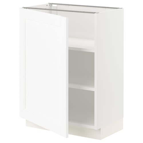 SEKTION Gabinete bajo 1 puerta c/estantes, blanco Enköping/blanco efecto madera, 61x37x76 cm
