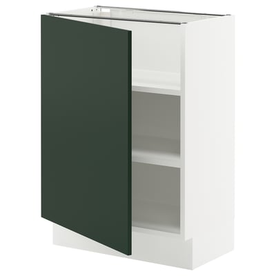 SEKTION Gabinete bajo 1 puerta c/estantes, blanco/Havstorp Verde oscuro, 61x37x76 cm