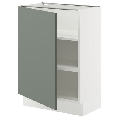 SEKTION Gabinete bajo 1 puerta c/estantes, blanco/Nickebo Verde grisáceo mate, 61x37x76 cm