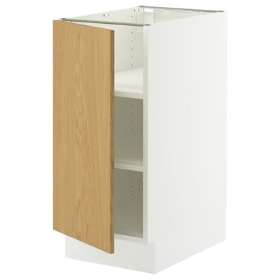 SEKTION Gabinete bajo 1 puerta c/estantes, blanco/Sinarp chapa roble, 38x61x76 cm