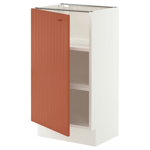SEKTION Gabinete bajo 1 puerta c/estantes, blanco/Terrsjö motivo de ondas marrón rojizo, 46x37x76 cm