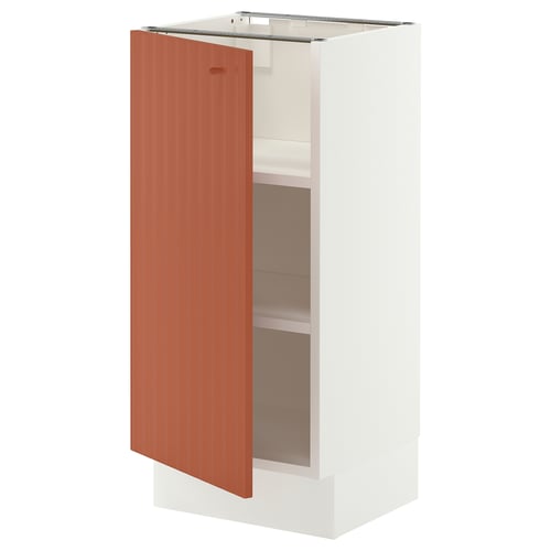 SEKTION Gabinete bajo 1 puerta c/estantes, blanco/Terrsjö motivo de ondas marrón rojizo, 38x37x76 cm