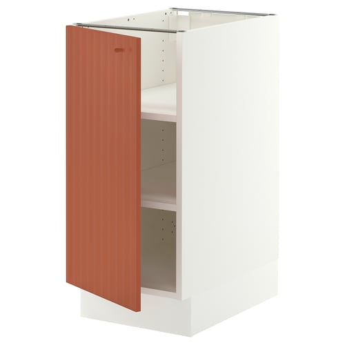 SEKTION Gabinete bajo 1 puerta c/estantes, blanco/Terrsjö motivo de ondas marrón rojizo, 38x61x76 cm