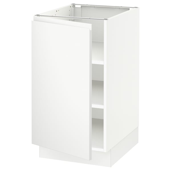 SEKTION Gabinete bajo 1 puerta c/estantes, blanco/Voxtorp blanco mate, 46x61x76 cm