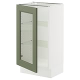 SEKTION Gabinete bajo 1 puerta vidrio, blanco/Axstad verde grisáceo, 46x37x76 cm