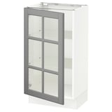 SEKTION Gabinete bajo 1 puerta vidrio, blanco/Bodbyn gris, 46x37x76 cm