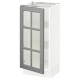 SEKTION Gabinete bajo 1 puerta vidrio, blanco/Bodbyn gris, 38x37x76 cm